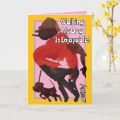 歩く私の犬は楽しい、ハッピーバースデー カード (黄色い花)