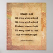 歩く美しいナバホ祈りの言葉ポスター ポスター (正面)