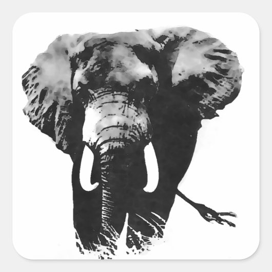 歩く象 スクエアシール (正面)