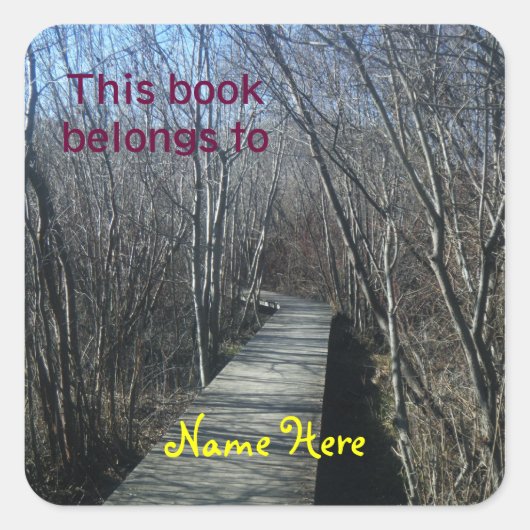 歩く道この本は、蔵書票ステッカー スクエアシール (正面)