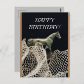 歩く馬の金ゴールドメタルで勝者の誕生日 ポストカード (正面/裏面)