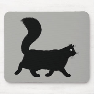 歩く黒猫 ふわっクールとした尾の子猫 マウスパッド