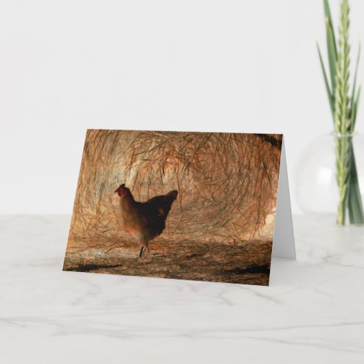 "歩く" – デジタル強化フォトチキン&干し草 カード (正面)