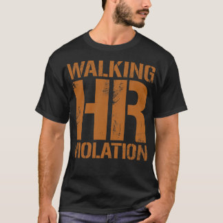 歩くHR違反ヴィンテージ濃い金ゴールド文字 Tシャツ