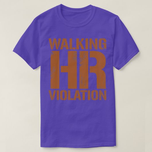 歩くHR違反ヴィンテージ濃い金ゴールド文字 Tシャツ (デザイン正面)