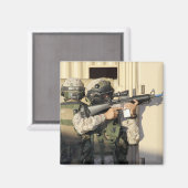 歩兵の偵察が彼の武器を狙う マグネット (正面/裏面)