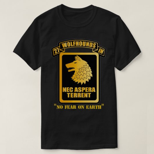 歩兵第27連隊ウルフハウンズNec Aspera Terre Tシャツ (デザイン正面)