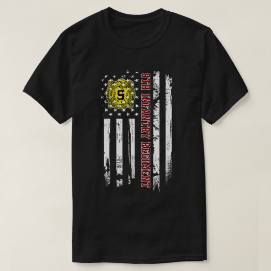 歩兵第9連隊退役軍人米国国旗の退役軍人ダ Tシャツ (デザイン正面)