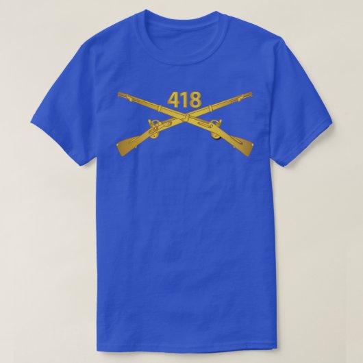 歩兵連隊第418連隊ブランチ2テキストX Tシャツ (デザイン正面)