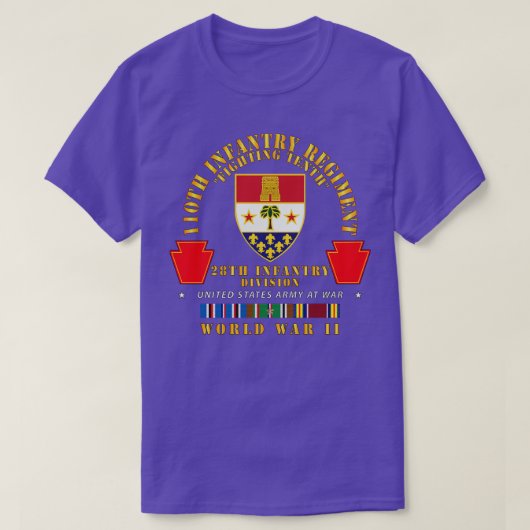 歩兵連隊110連隊フィグティン第10回対第28戦士号戦車 Tシャツ (デザイン正面)