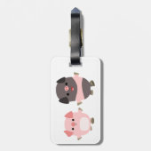 歩行の荷物のラベルのかわいい漫画のブタ ラゲッジタグ (裏面縦)