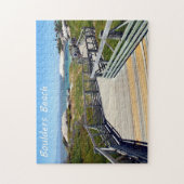 歩行はケープタウンの近くで大きい石の方に浜に引き上げます ジグソーパズル (縦)