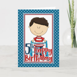 歩行器の少年 - お誕生日おめでとう5歳 カード