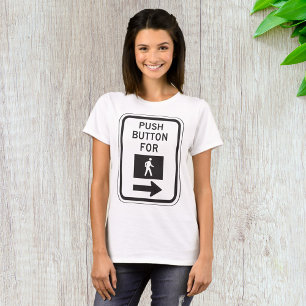 歩行歩行者横断標識用プッシュボタン Tシャツ