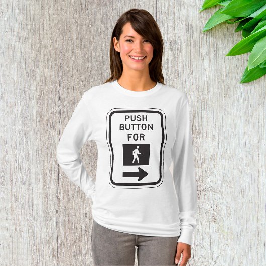 歩行歩行者横断標識用プッシュボタン Tシャツ