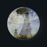 歩行、パラソルを持つ女性 缶バッジ<br><div class="desc">Monetの印象派の絵画"歩行、パラソルを持つ女性、1875年"</div>