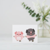 歩行ACEO/Businessカードのかわいい漫画のブタ 名刺 (スタンド正面)