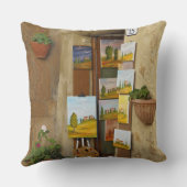 歩道で絵を売る小さな店 クッション (裏面)