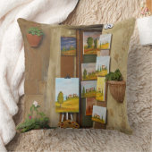 歩道で絵を売る小さな店 クッション (ブランケット)