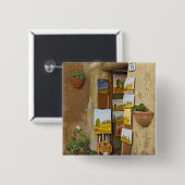 歩道で販売するアートワークを持つ小さな買い物 缶バッジ (正面&裏面)