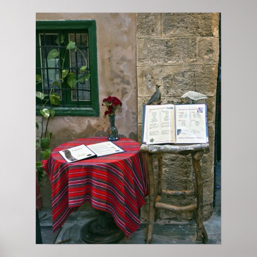 歩道のカフェ,チャニア,クレタ島,ギリシャ ポスター (正面)