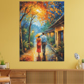 歩道を下った男女の歩く キャンバスプリント (インサイチュ (リビング))