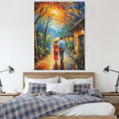 歩道を下った男女の歩く キャンバスプリント (インサイチュ (寝室))