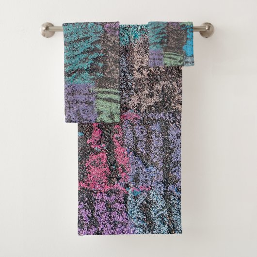 歩道アートのチョークは黄色い白い紫 バスタオルセット (インサイチュ)