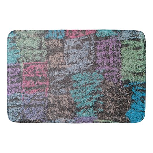 歩道アートのチョークは黄色い白い紫 バスマット (正面)