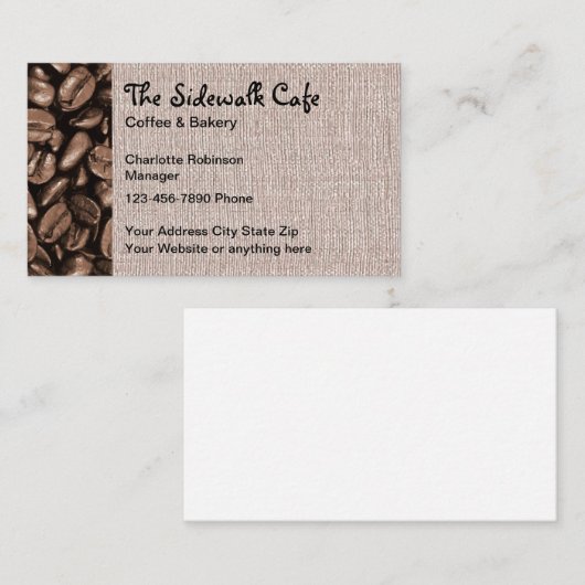 歩道カフェ喫茶店 名刺 (正面/裏面)