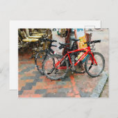 歩道カラフルはがき上の自転車 ポストカード (正面/裏面)