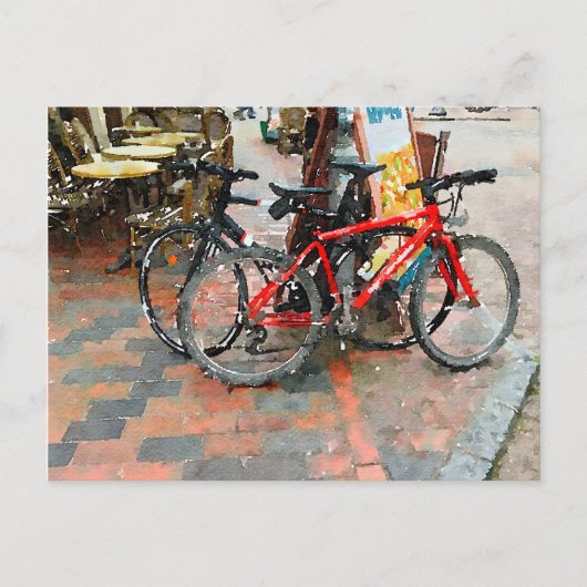 歩道カラフルはがき上の自転車 ポストカード (正面)