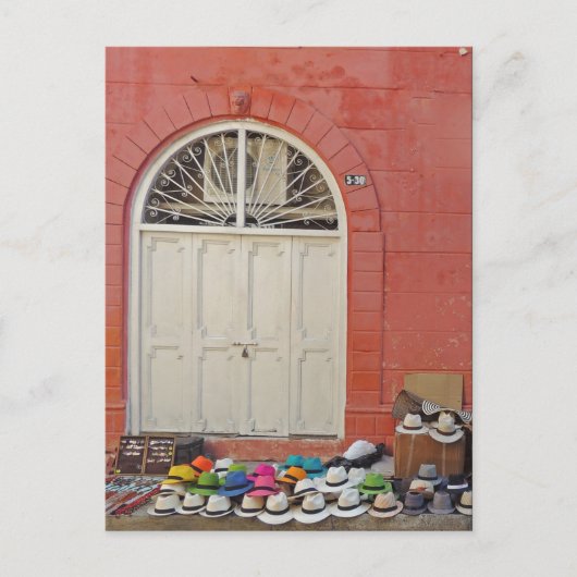 歩道帽子店 – カルタヘナコロンビア ポストカード (正面)