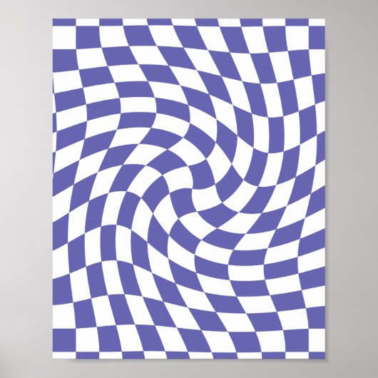 歪みチェックレトロ サイケデリック ポスター (正面)