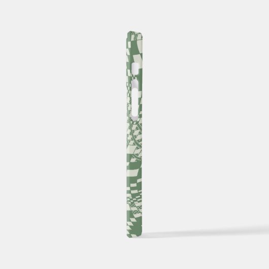 歪んだチェック（緑） iPhoneケース (左側面)