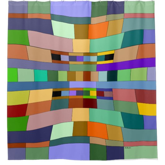 歪んだデザインシャワーカーテン シャワーカーテン (正面)
