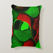 歪んだ奇妙な形、赤と緑の色 アクセントクッション (裏面(縦))