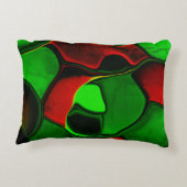 歪んだ奇妙な形、赤と緑の色 アクセントクッション (裏面)