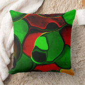 歪んだ奇妙な形、赤と緑の色 クッション (ブランケット)