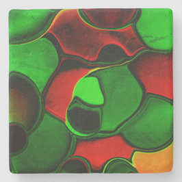 歪んだ奇妙な形、赤と緑の色 ストーンコースター