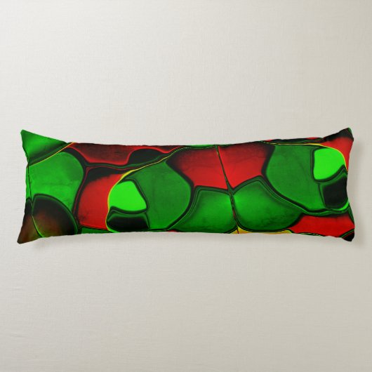 歪んだ奇妙な形、赤と緑の色 ボディピロー (正面)
