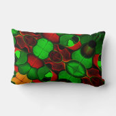 歪んだ奇妙な形、赤と緑の色 ランバークッション (裏面)
