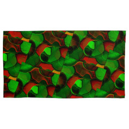 歪んだ奇妙な形、赤と緑の色 枕カバー