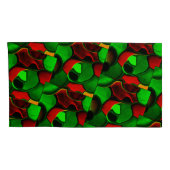 歪んだ奇妙な形、赤と緑の色 枕カバー (裏面-右)