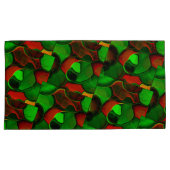 歪んだ奇妙な形、赤と緑の色 枕カバー (正面右)