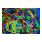 歪んだ色のついた四角形、緑の多彩な筆跡 枕カバー (裏面-左)