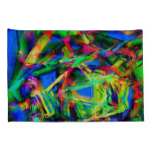 歪んだ色のついた四角形、緑の多彩な筆跡 枕カバー (裏面-右)