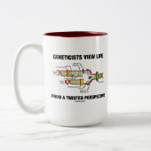 歪んだ見通しからの遺伝学者の意見の生命 ツートーンマグカップ (左)