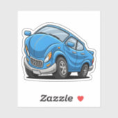 歪んだ青いカートゥーン車 シール (シート)