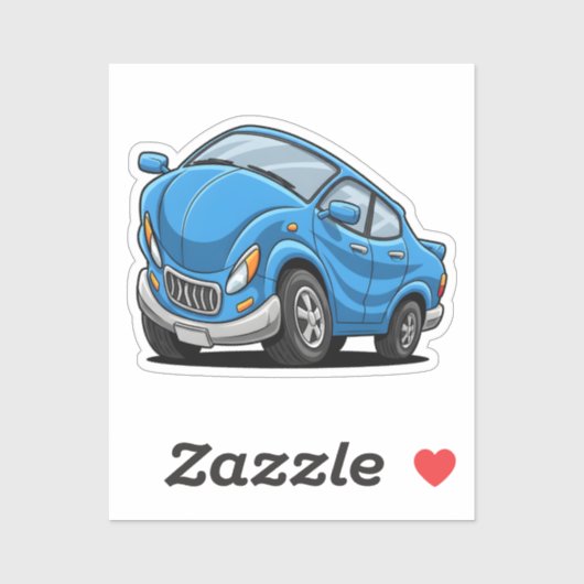 歪んだ青いカートゥーン車 シール (シート)